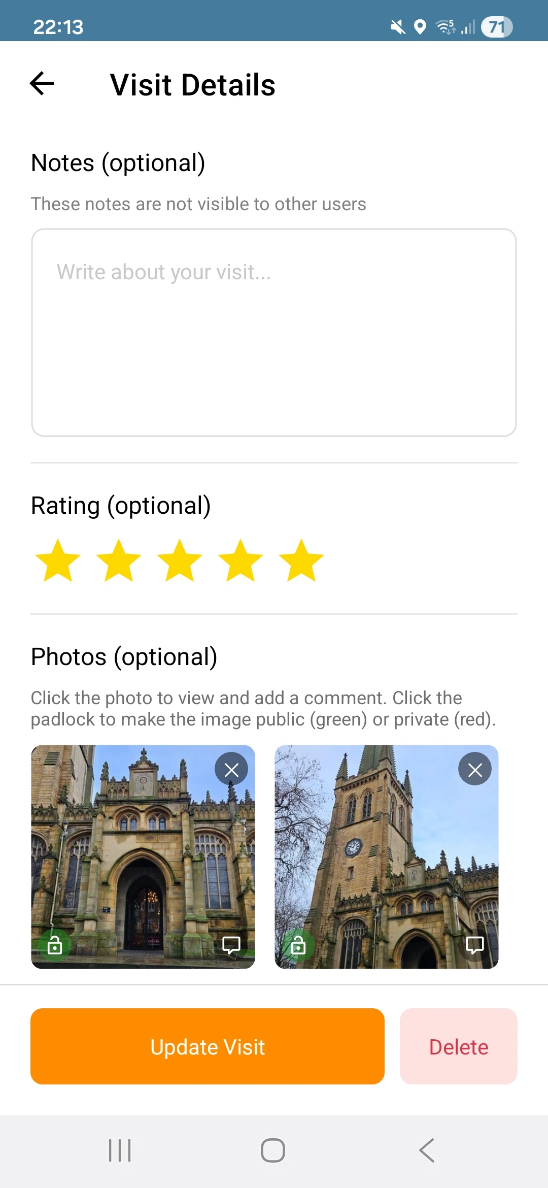 Add visit confirmation screenshot