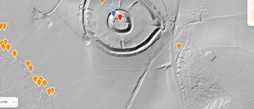 Old Sarum in the LiDAR terrain model in the Visit History web map explorer