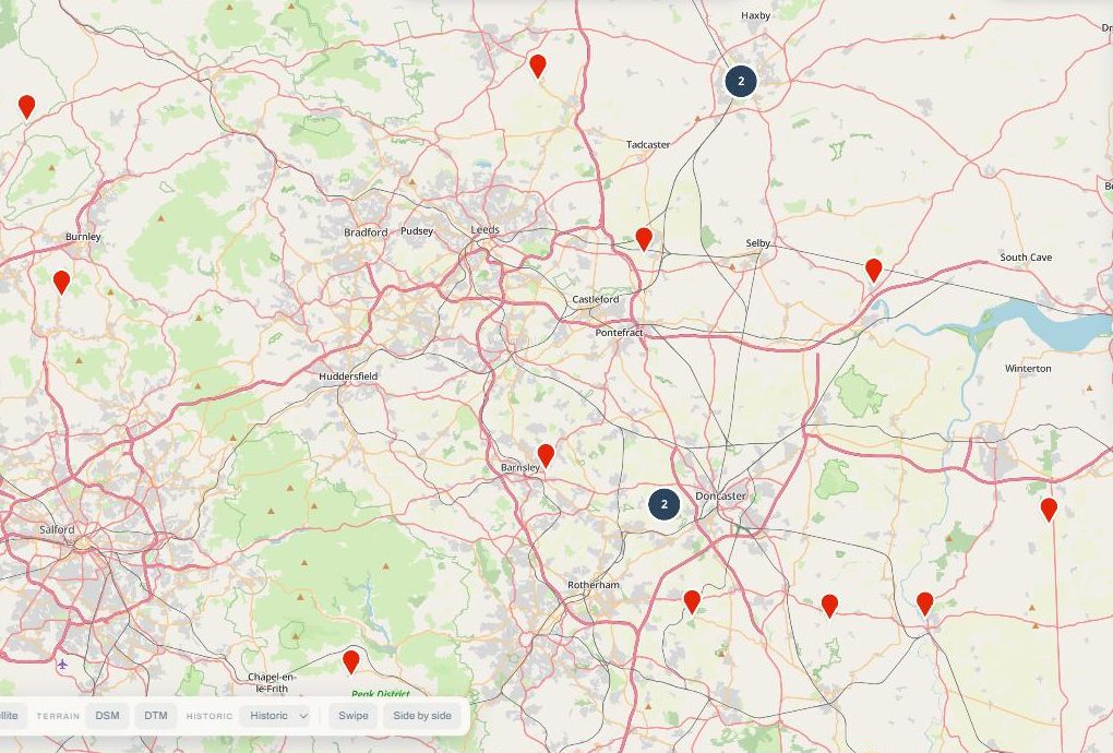The map showing English Heritage sites only