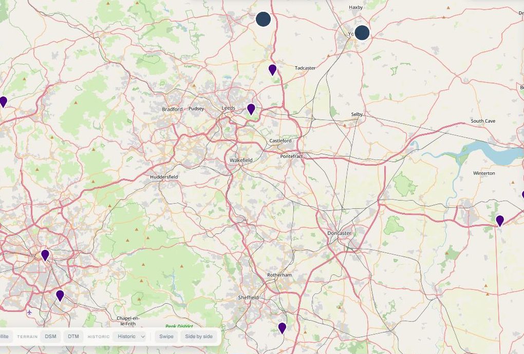 The map showing Historic Houses sites only