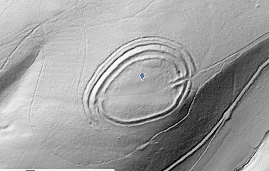 LiDAR terrain model of Bury Ditches hillfort with the forestry removed