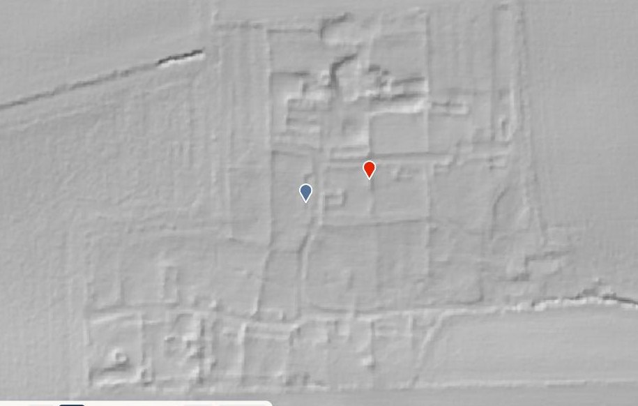 LiDAR terrain model at Gainsthorpe showing the street and house plots of a deserted village