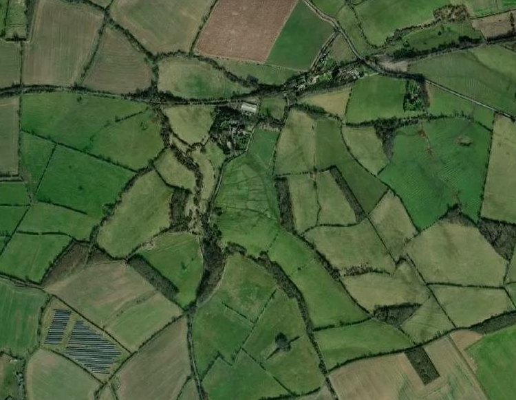 Aerial view of fields at Old Ingarsby in Leicestershire
