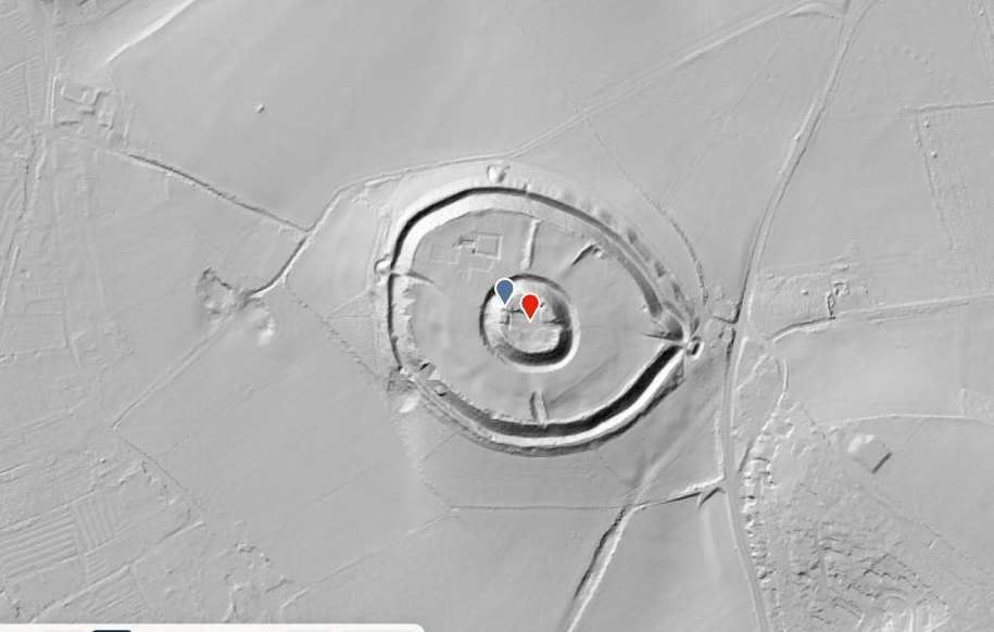 LiDAR terrain model of Old Sarum showing concentric ramparts with a castle mound inside